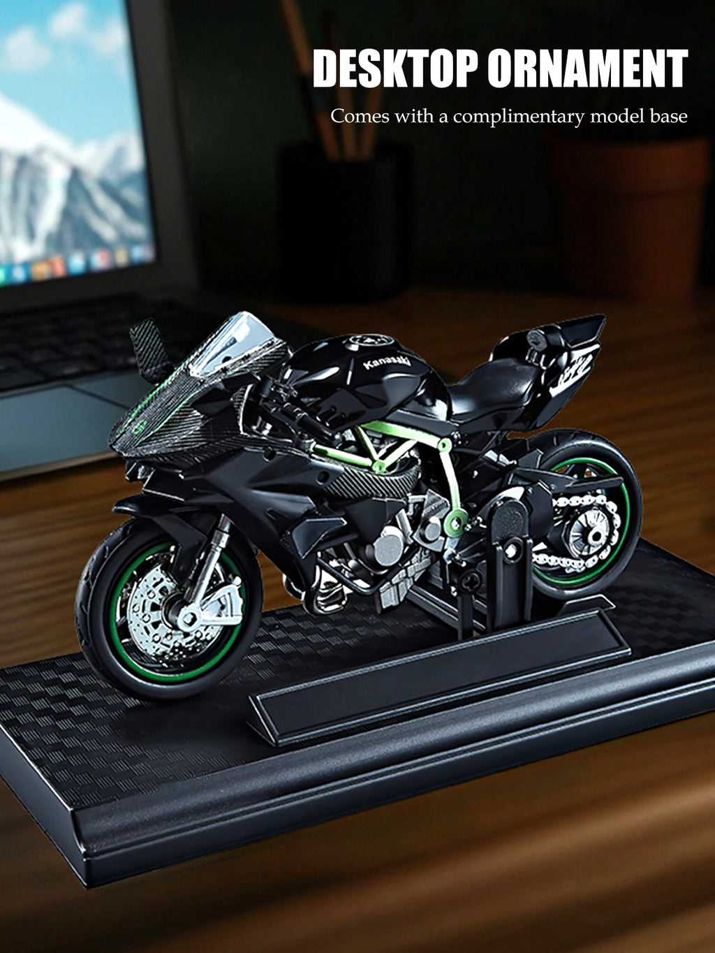 Motorcycle DieCast Model 1:18 Toy Car,  Collectible Model With Ornament Base Rotating Rubber Tires Kids Gifts