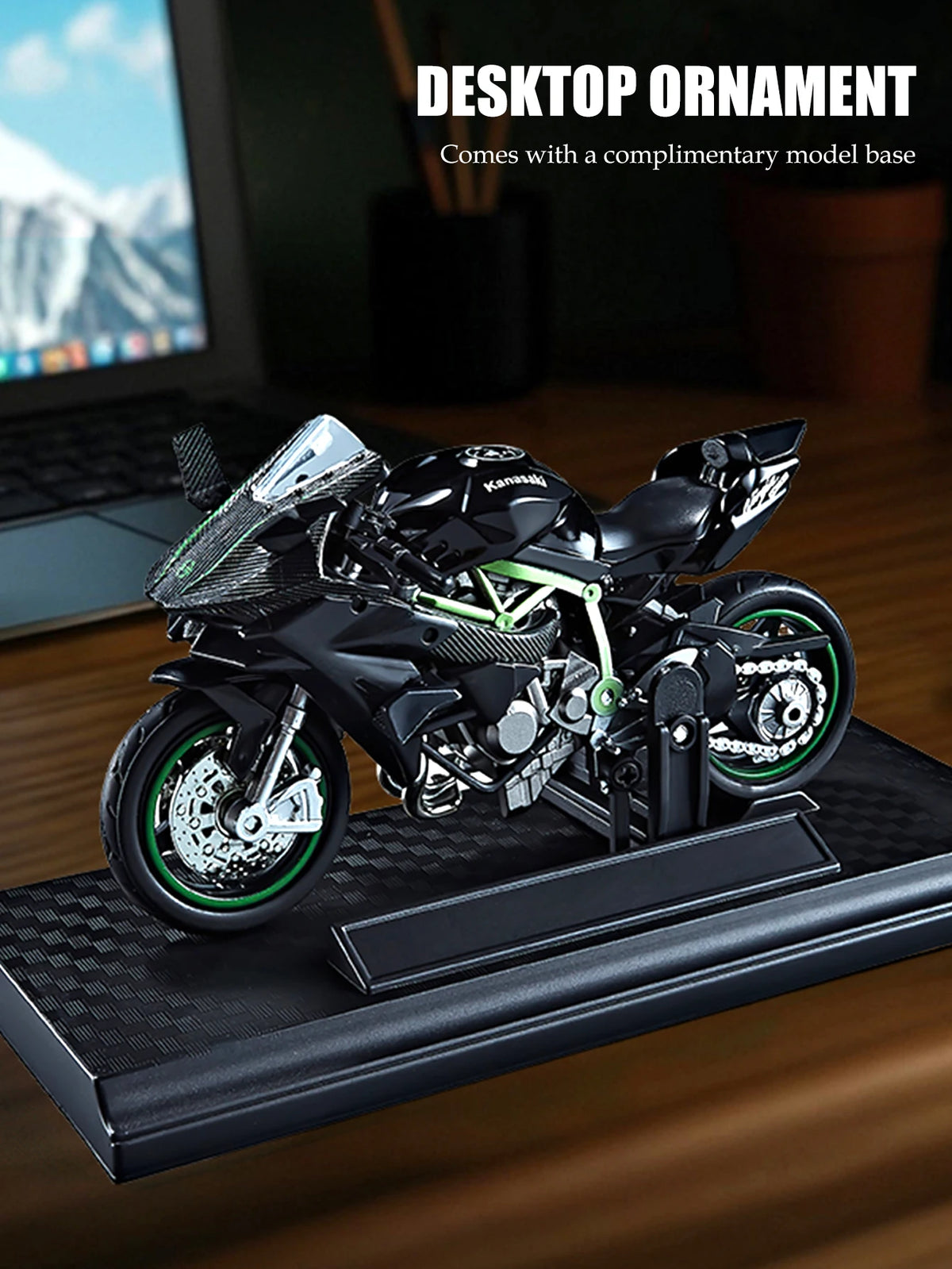 Motorcycle DieCast Model 1:18 Toy Car,  Collectible Model With Ornament Base Rotating Rubber Tires Kids Gifts