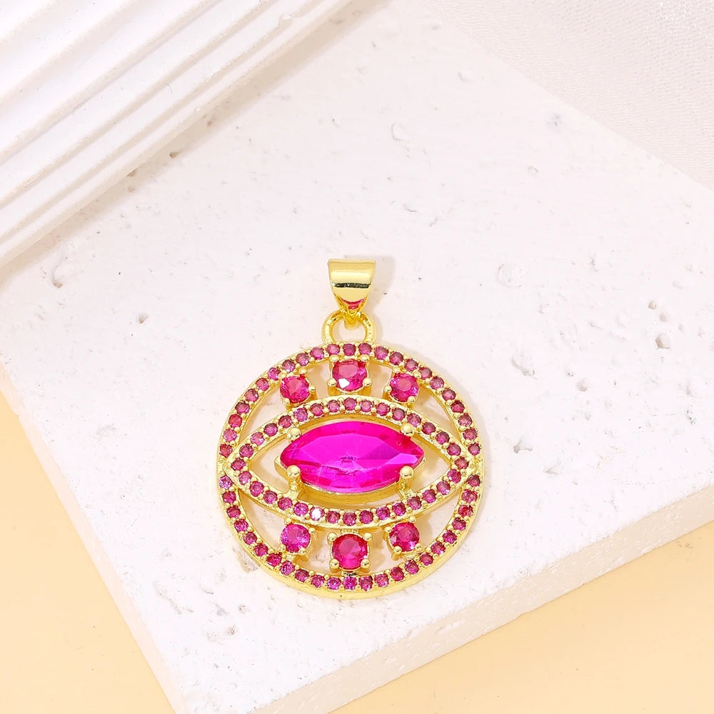 Juya Handmade 18K Real Gold Plated Opal Shell Round Turkish Greek Evil Eye Charms For DIY Luxury Talisman Pendant Jewelry Making