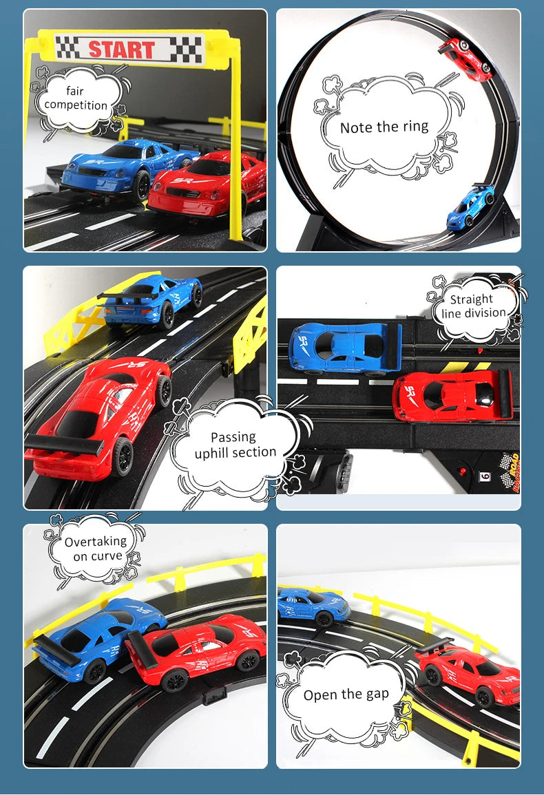 Electric Slot Track Set,1:43 Scale Dual Control Racing Car Toy, Large Double Player Racing Track Vehicle Gift for Boys Ages 8-10