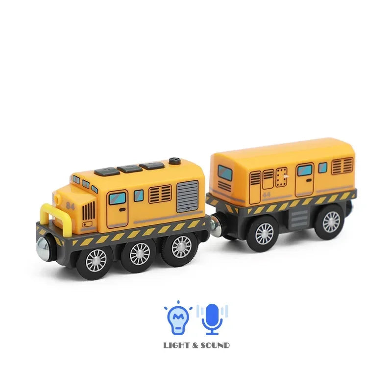 Kid Magnetic Electric Train Car Locomotive Wooden Track Slot Diecast Railway Track Children's Educational Toys Gifts