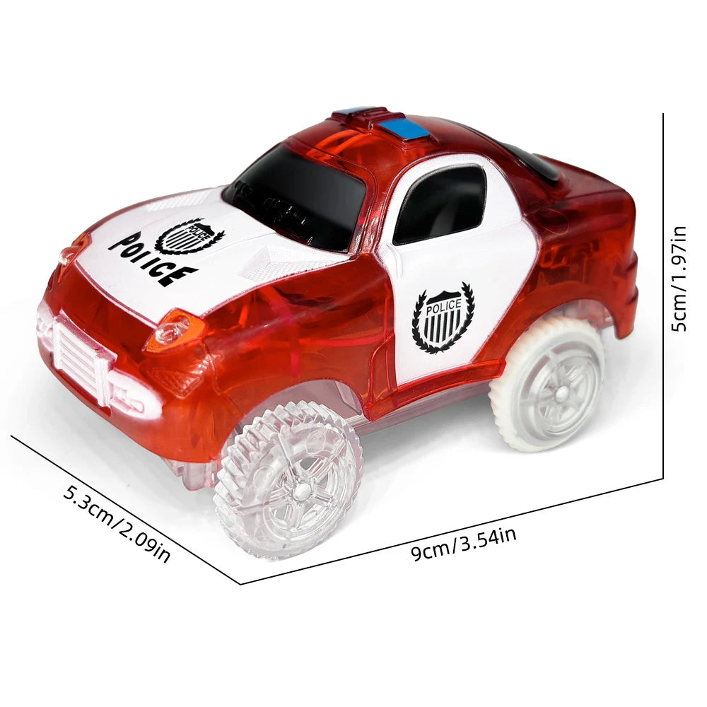 Track Car Special Magnetic Building blocks Tiles Accessories, Electric Glowing Vehicle Set with Jeep Police Car Children's Toys
