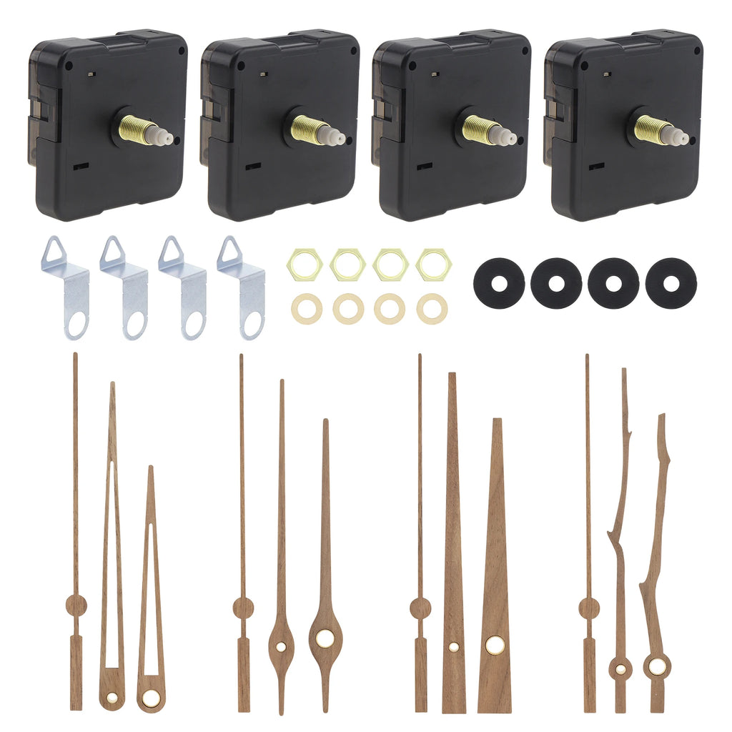 4 Pack 20/32 mm Long Shaft Quartz Silent Clock Mechanism Kit for DIY Kit / Clock Repair Replacement Part with 4 Sets Clock Hands