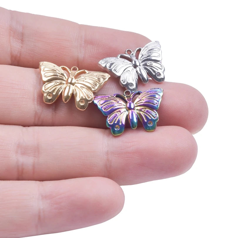 10PCS Ancient Egyptian Scarab Beetle Pendants Charms Stainless Steel Dragonfly Butterfly Pendant for Jewelry Making DIY Necklace