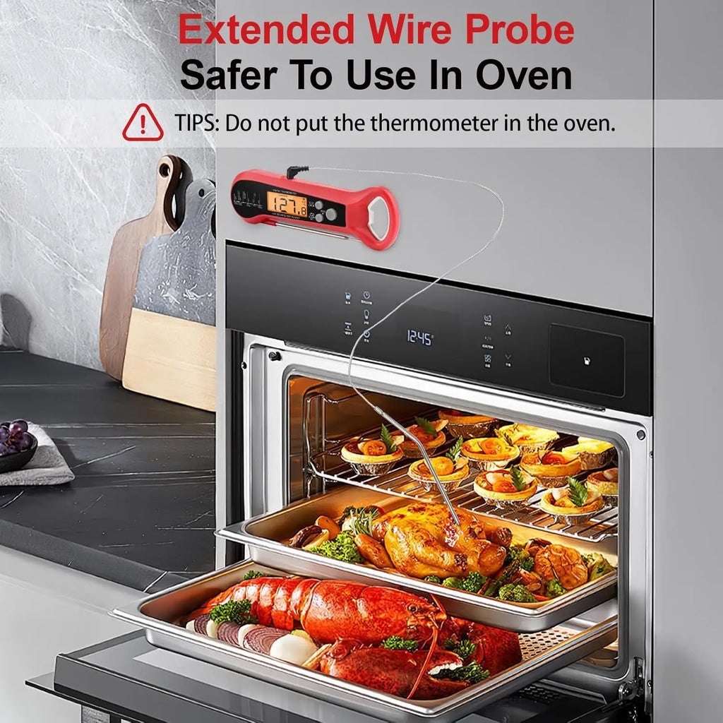 Long Cable Professional Meat Thermometer Digital Waterproof Kitchen Cooking Tool Food Thermometer with 2 Probes Instant Read