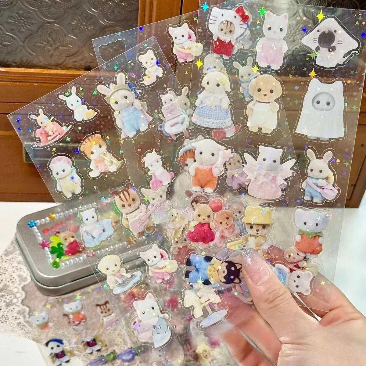 Sylvanian Families Sticker Children's Toy Kitchen Toys Girl Sylvanians Family Kids Toys for Girls Ternuries Silvania Familiy