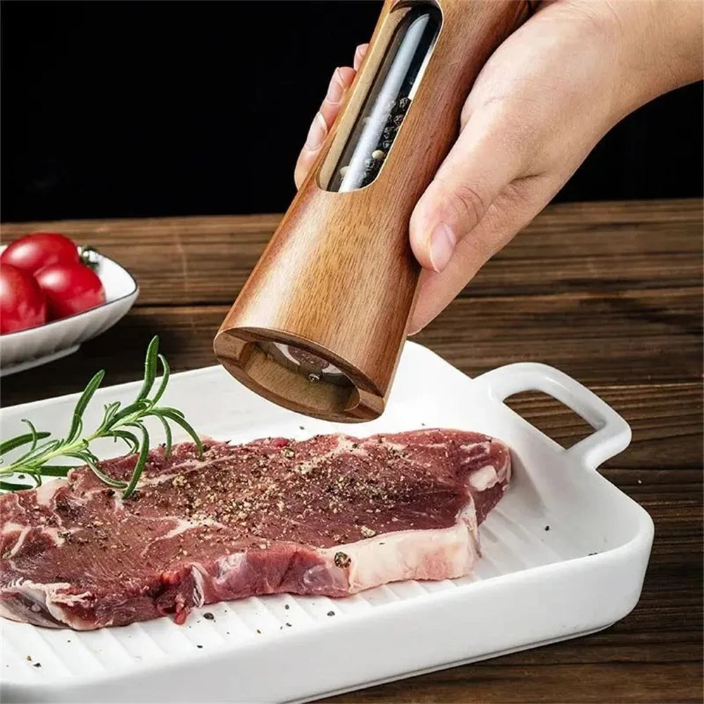 1/2PCS, Wooden Pepper Grinder Salt Pepper Mill Grinding Adjustable Spice Salt Grinder Kitchen Cooking Tools Kitchen Stuff