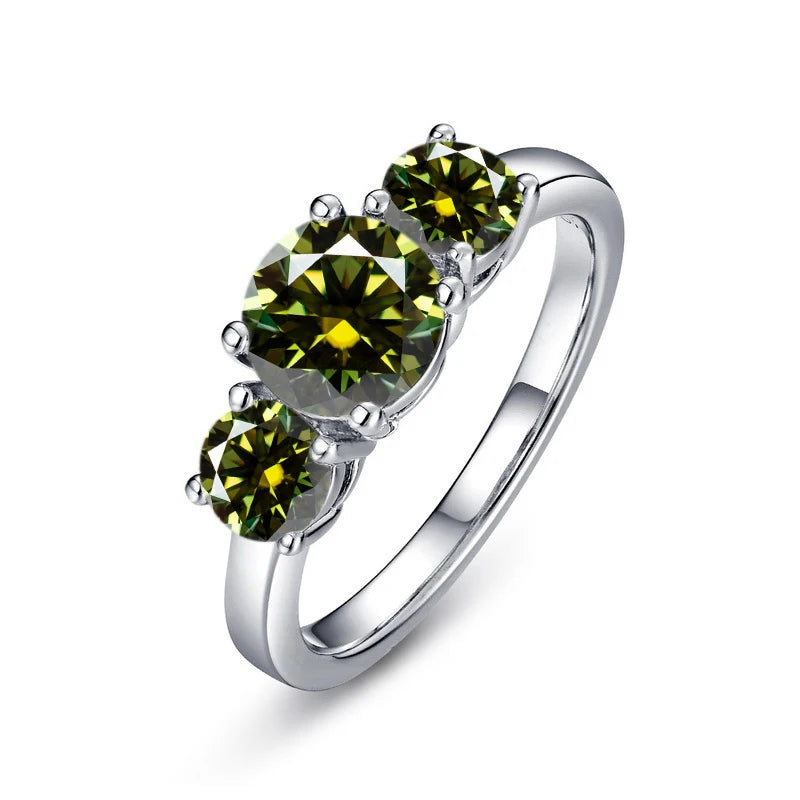 JoyceJelly S925 Sterling Silver Colors Moissanite Ring 2CT 4CT Total Full Moissanite Diamond Jewelry For Wedding Engagement Gift