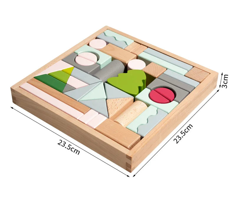 Kawaii 100Pcs Unpainted Beech Wooden Large Building Blocks Toddler Stacking Construction Preschool Educational Gift