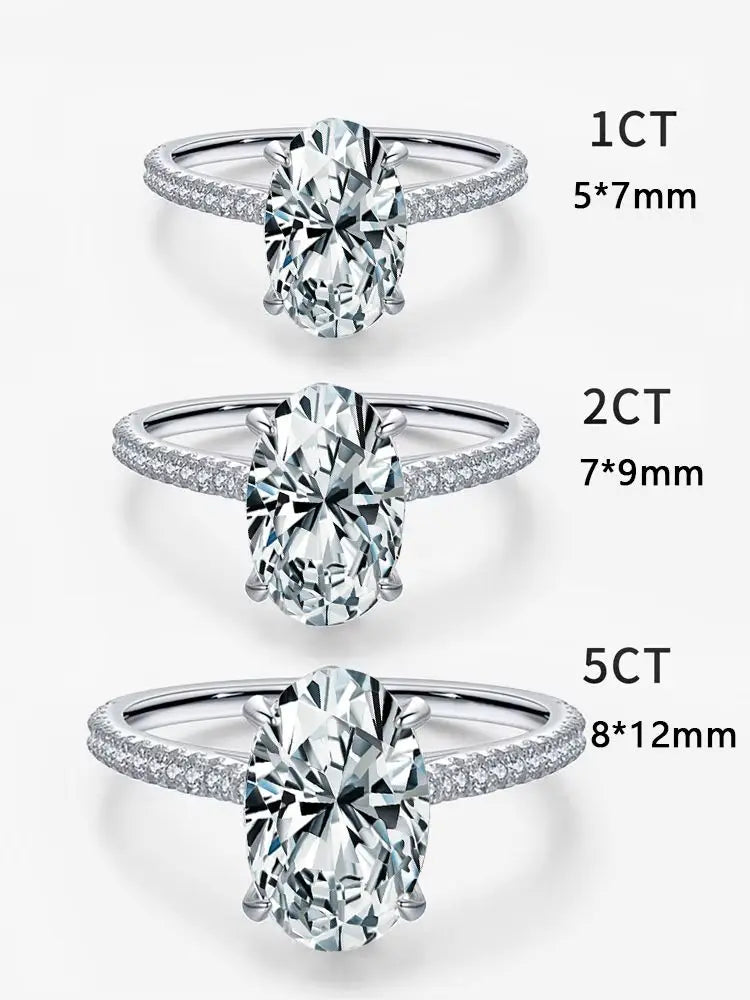 925 Sterling Silver Zirconia Gorgeous Shiny 1-5CT Oval Stone Ring For Women Engagement Wedding Luxury High Quality Fine Jewelry