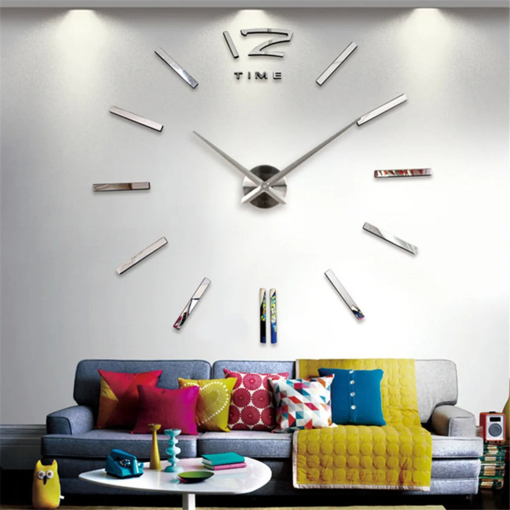 New Modern Design Large Wall Clock 3D DIY Quartz Clocks Fashion Watches Acrylic Mirror Stickers Living Room Home Decor Horloge