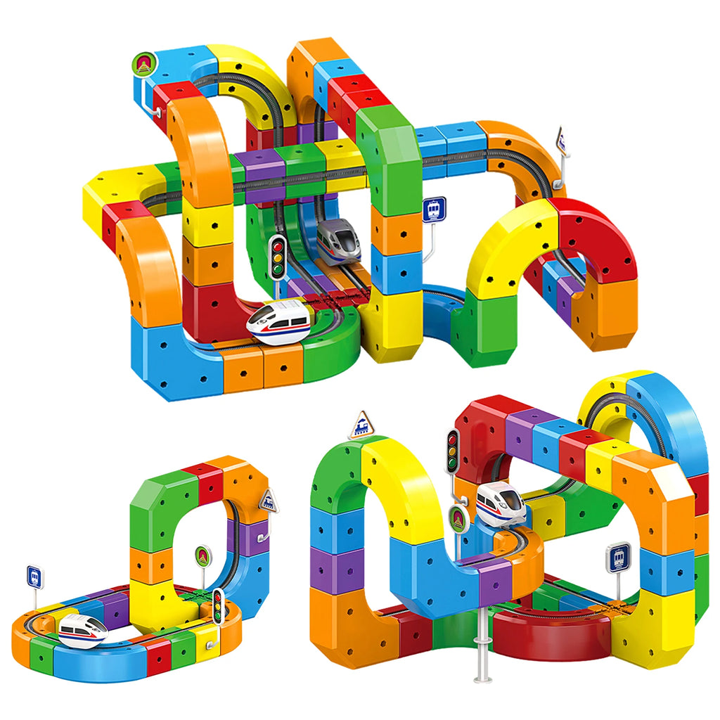 Electric Magnetic Track Set with Anti-Gravity Vehicles 100+ Pieces STEM Building Toys DIY Railway Toy Gift Box For Kids Gift