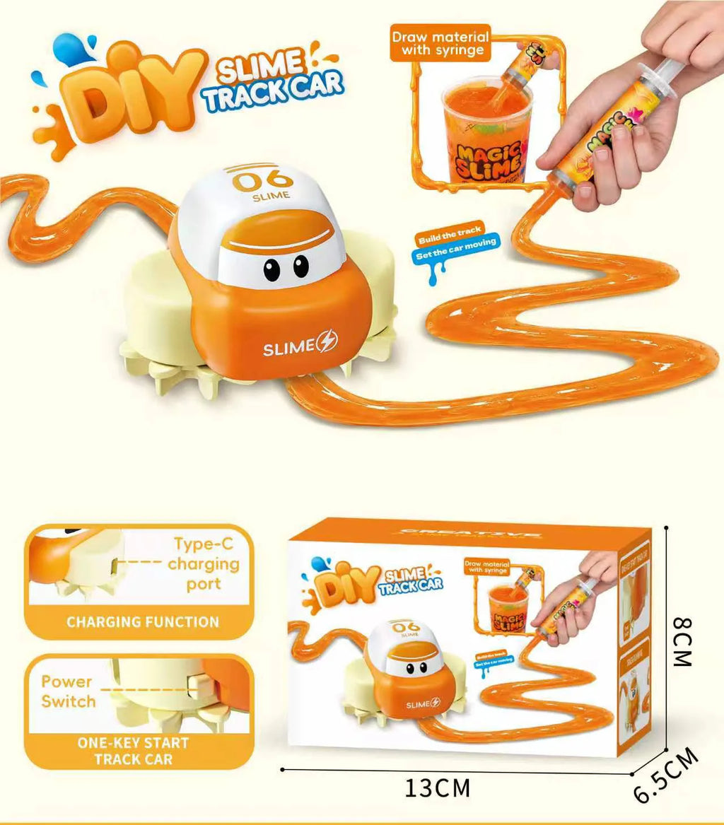 DIY Slime Track Car Toy, Draw Your Own Race Track with Paste, Electric Car, STEM Creative Building Kit