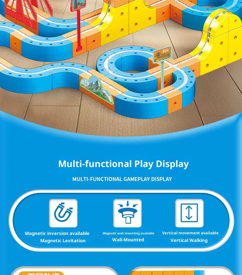 Huagen Magnetic High Speed Train Diy Transformable Suspension Track Car Anti Gravity Electric Vehicle Model Educational Toy Set