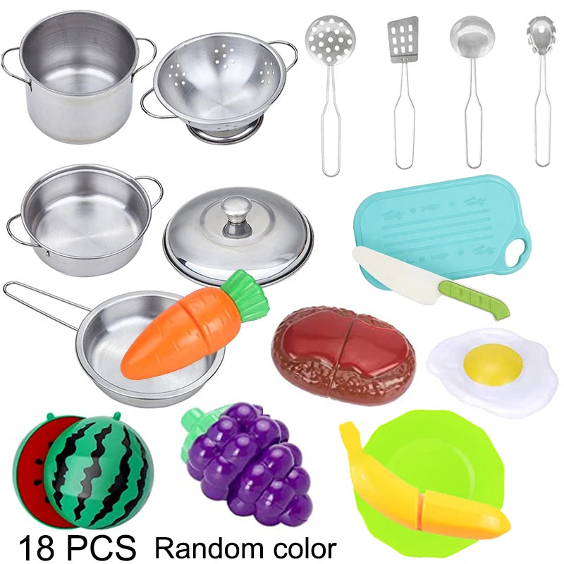 Kitchen Set Pretend Play Simulated Kitchen Toy Children Role Playset Cooking Set Educational Gift for Kids Girls Boy