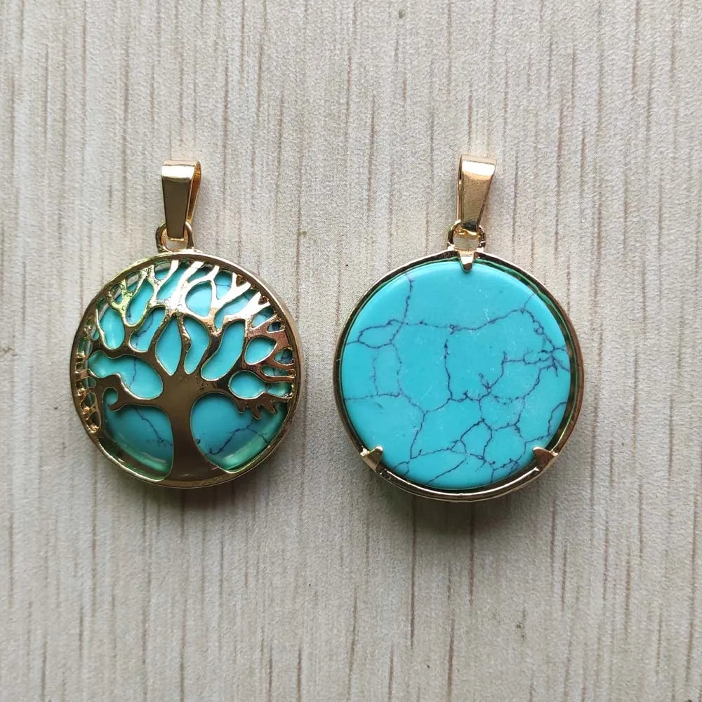 Wholesale 12pcs/lot Fashion Natural Stone Alloy Tree of Life Mix Pendants for Necklaces Jewelry Accessories Making Fast Shipping