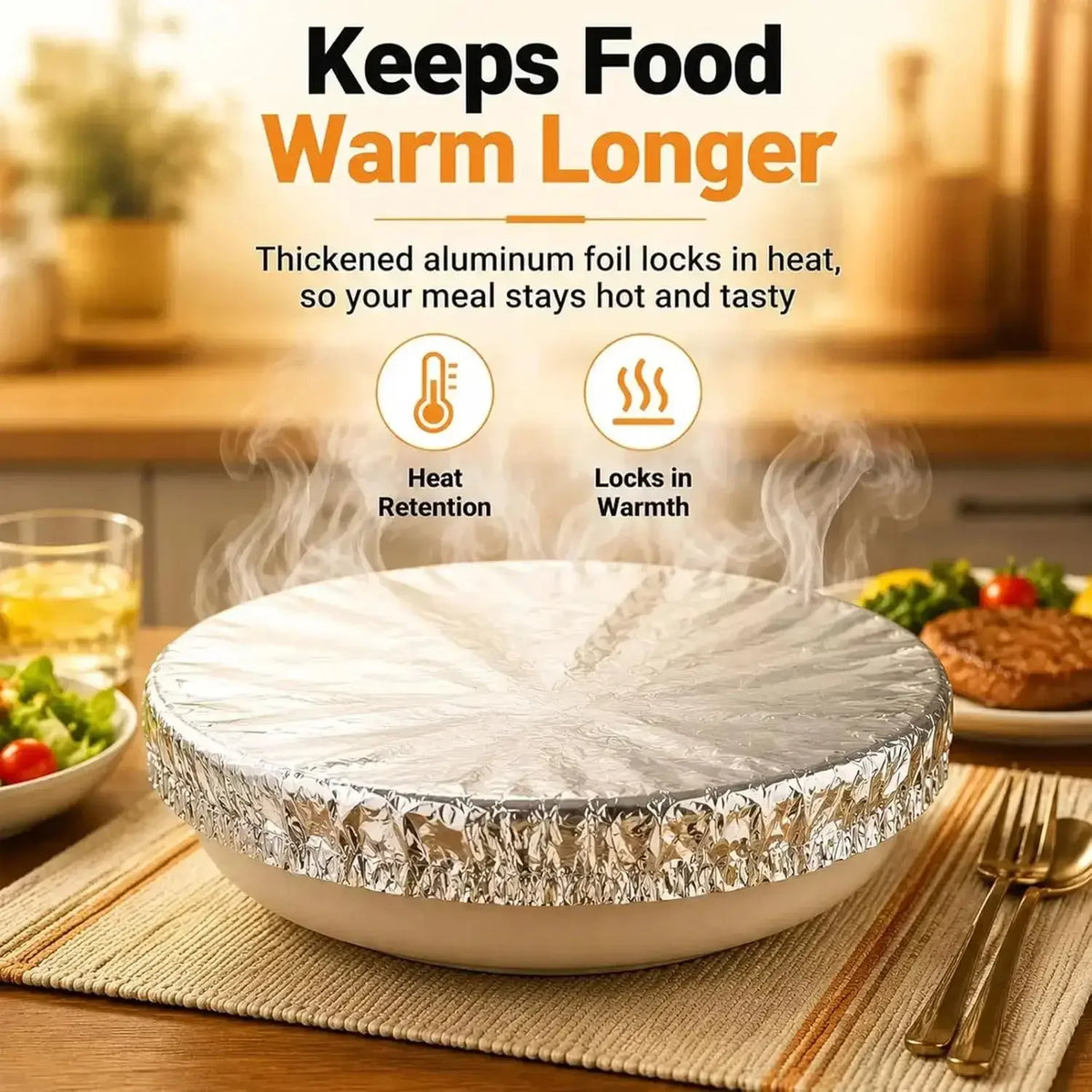Aluminum Foil Keep Warm Covers Dining Table Food Preservation Cover Microwave Oven Heating Waterproof Oil Proof Kitchen Tools
