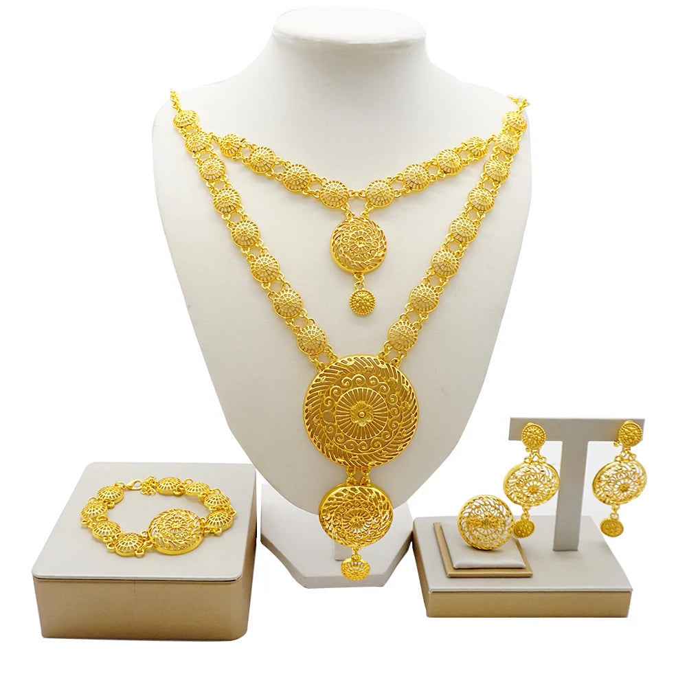Ethiopian Fashion Women's Jewelry Set African Wedding Jewelry Set Necklace, Bracelet, Earrings, and Ring Set