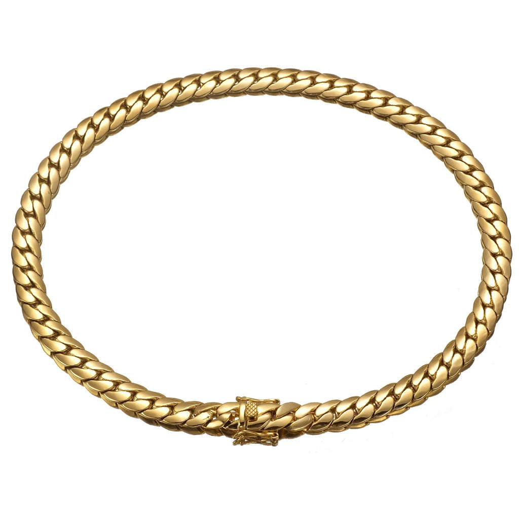 18K Gold Plated Waterproof Stainless Steel Bracelet Necklace Men Hiphop Cuban Whip Chain Necklace 6mm/ 8.8mm/9.6mm 16" 18" 24"