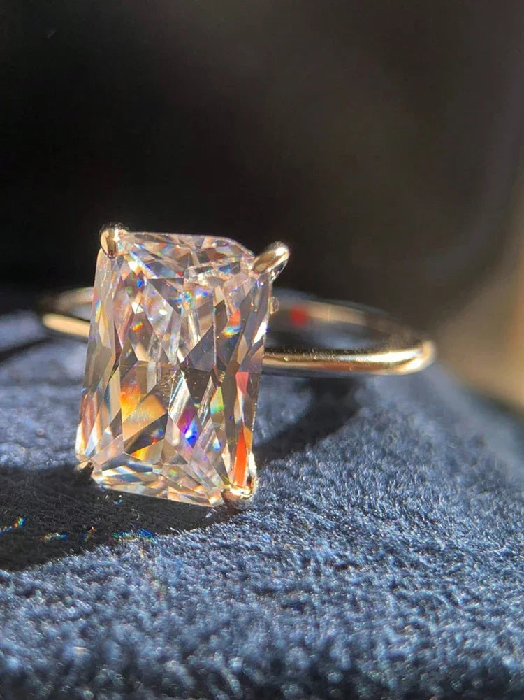 925 Sterling Silve Gorgeous Shiny 1-5CT Zircon Rectangle Ring For Women Engagement Wedding Luxury High Quality Fine Jewelry