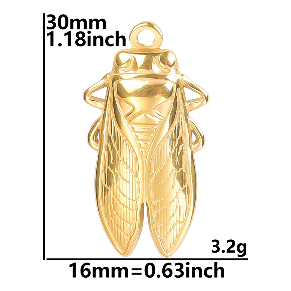 10PCS Ancient Egyptian Scarab Beetle Pendants Charms Stainless Steel Dragonfly Butterfly Pendant for Jewelry Making DIY Necklace