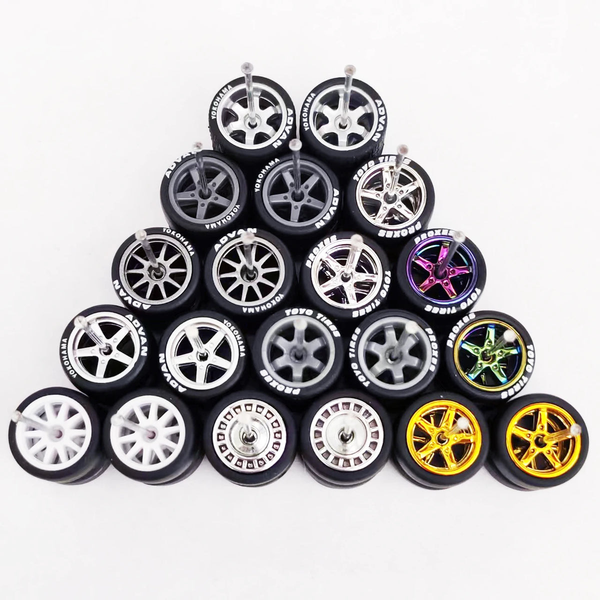 10 Sets 11/12/13/14/17mm 1/64 Alloy Car Wheels Rubber Tires W Axle for HW/Matchbox/Domeka/Evo 1:64 Car Model SUV Off Road Truck