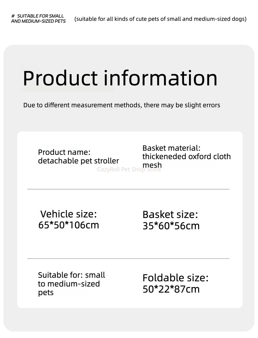 Lightweight Small Pet Stroller for Dogs & Cats 50 Lbs Capacity Aluminum Alloy Puppy Stroller with Detachable Storage Basket