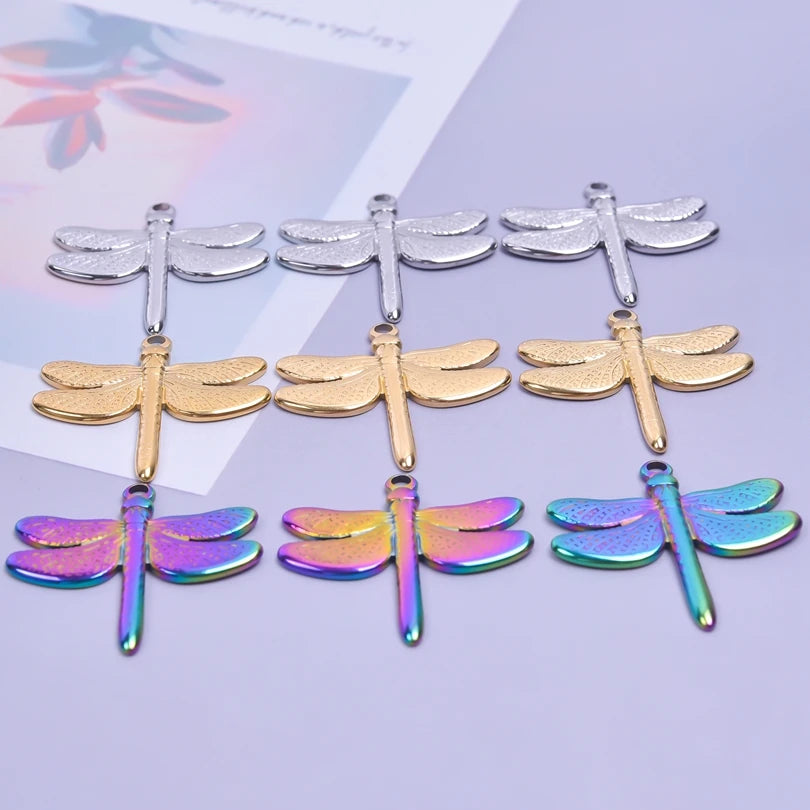 10PCS Ancient Egyptian Scarab Beetle Pendants Charms Stainless Steel Dragonfly Butterfly Pendant for Jewelry Making DIY Necklace