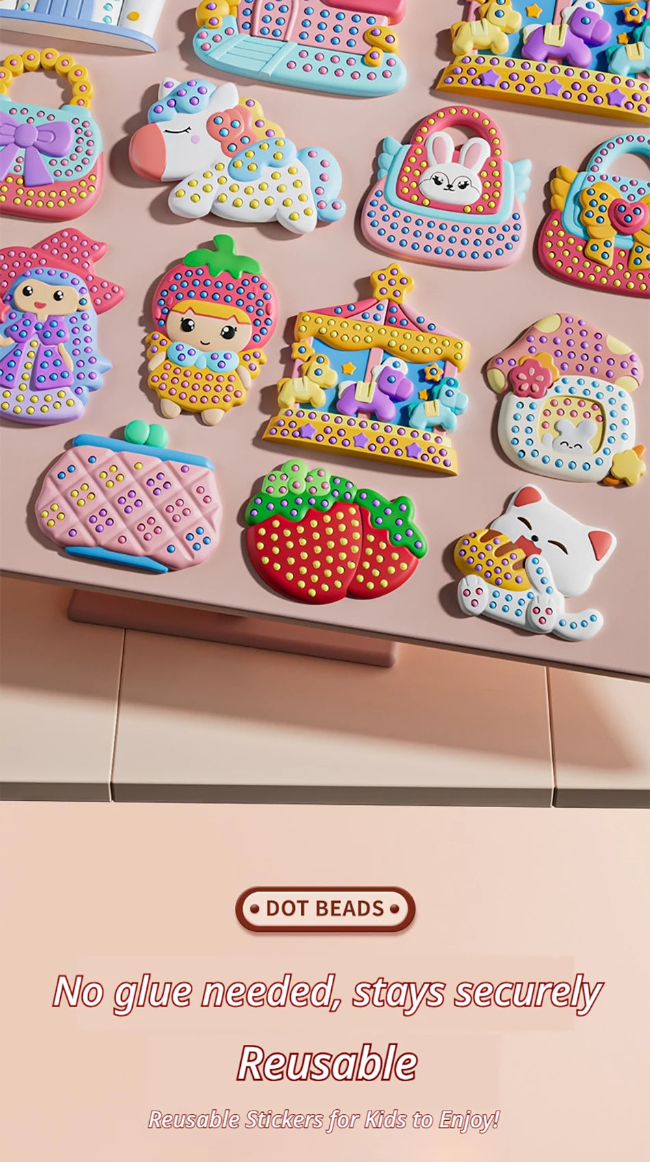 New Beads Pen Painting Handicraft Set for Kids Creative Handmade Sticker DIY Princess Rainbow Cake Keychain as a Gift for Kids