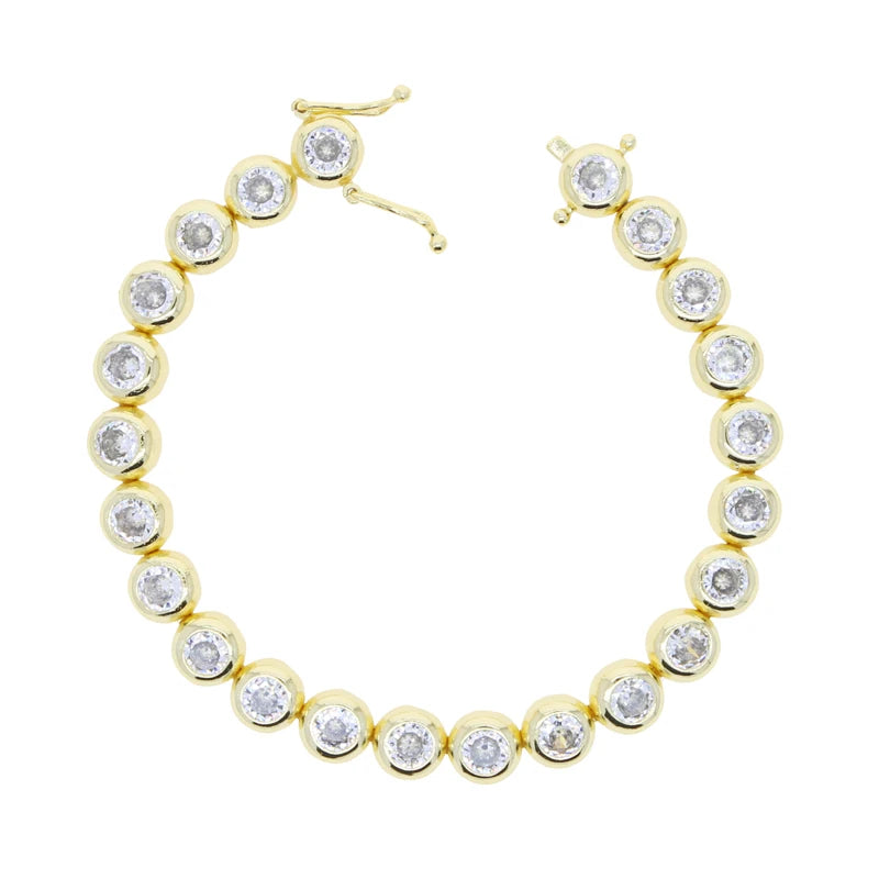 New Arrived Top Quality Fashion Women Female Jewelry Set Bezel 5A CZ Round Beaded Tennis Chain Bracelet Necklace