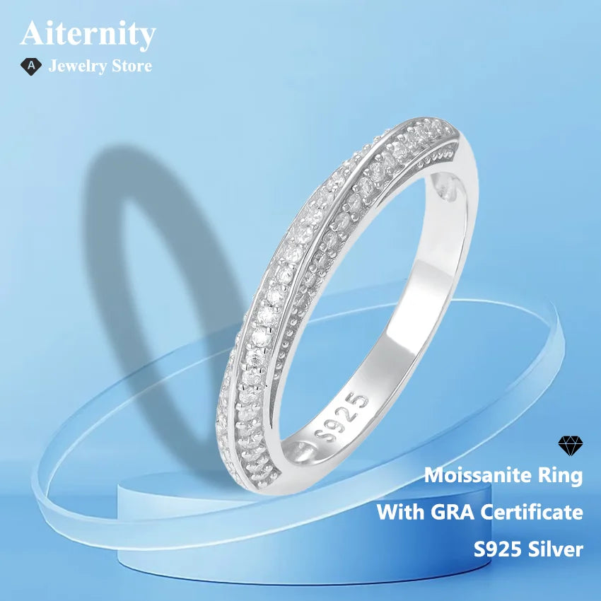 D VVS1 Moissanite Ring 925 Sterling Sliver With GRA Certificate Eternity Band Wedding Engagement Rings For Women And Men