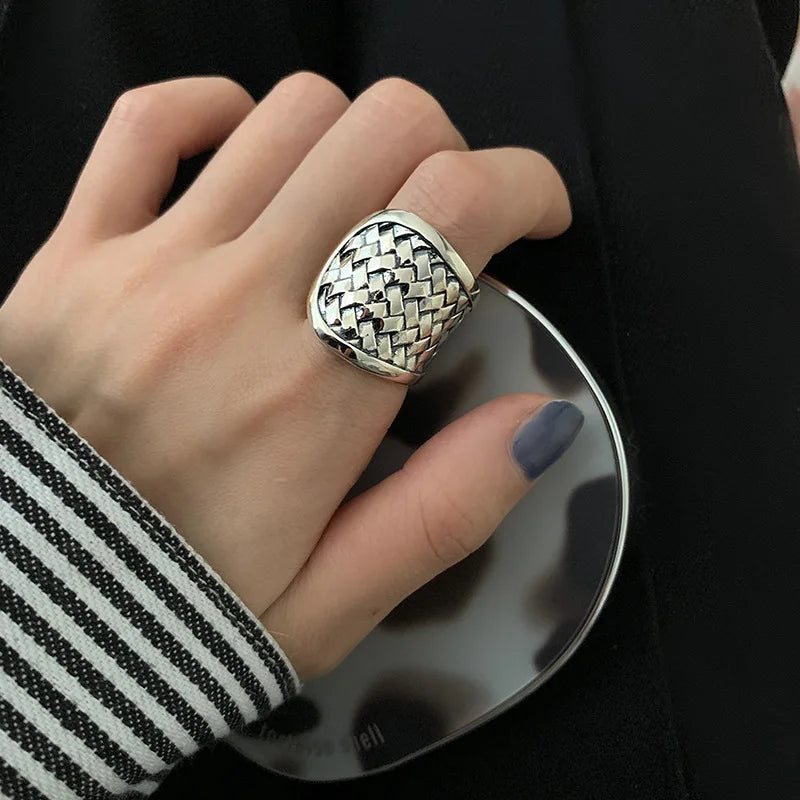Sam Panda 925 Sterling Rings for Women Fashion Geometric Handmade Irregular Gold Star Ring Simple Fine Jelwery  Christmas Gift