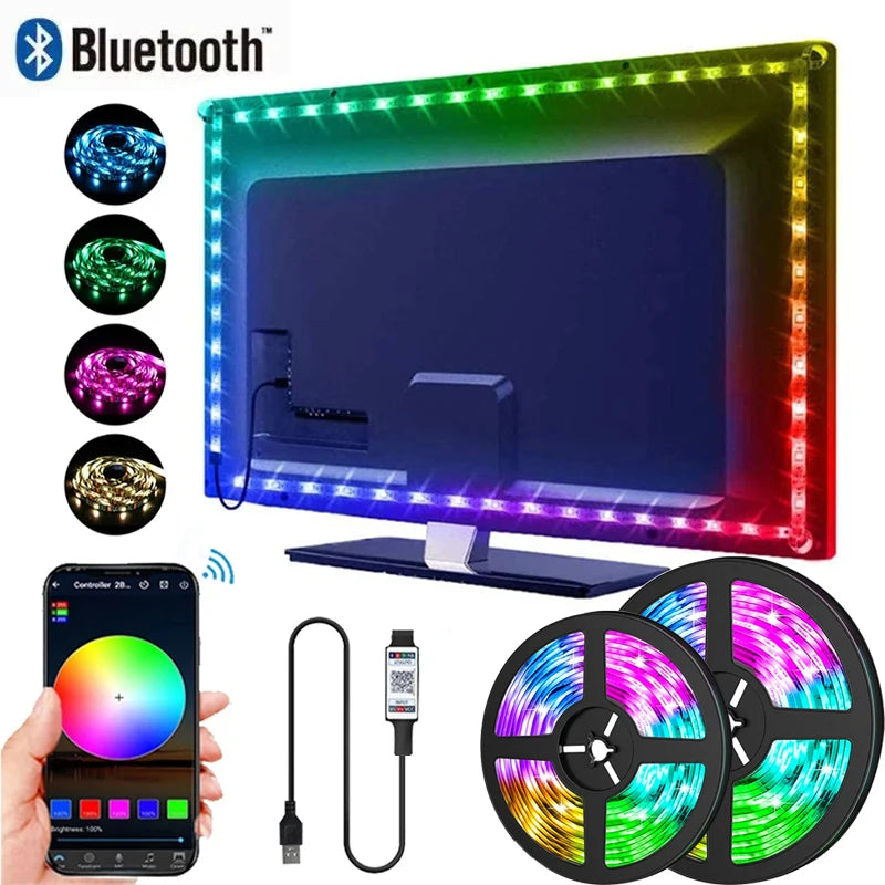 RGB 5050 LED Strip Lights App Control TV Backlight Flexible Ribbon Tape USB 5V Led Light for PC Gaming Room Decoration