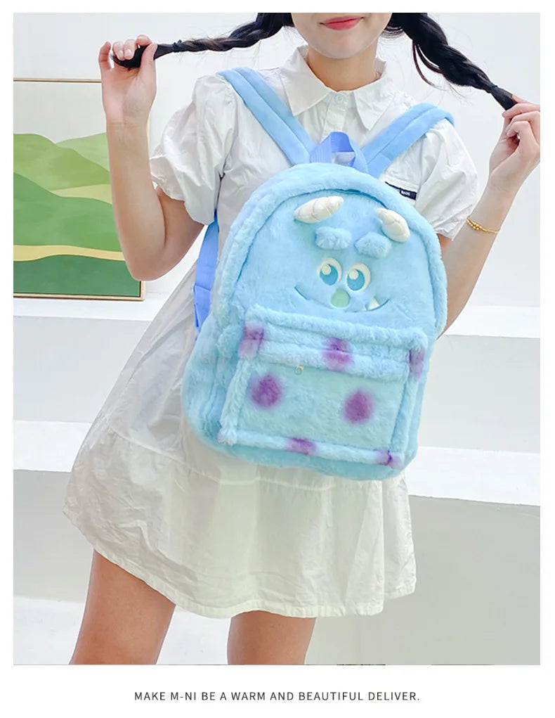 New Lotso Alien Cartoon Funny Plush Backpack Students Large Capacity Bag Girls Casual Soft Stuffed Schoolbag Lightening Bag