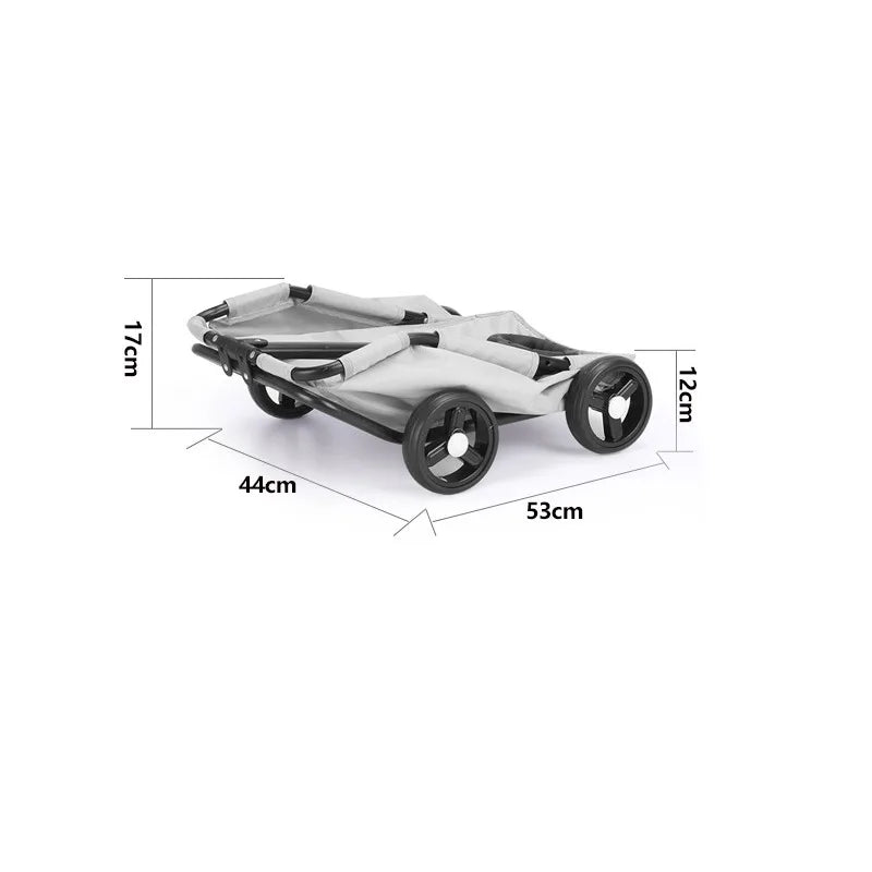 Foldable Small Pet Stroller Cart Lightweight Oxford Dog Cat Carrier Trolley Telescopic Pull Wagon Outdoor Walking Shopping