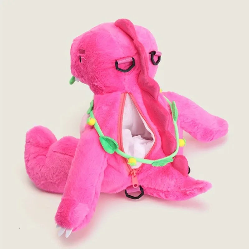 Cute Pink Dinosaur Plush Backpacks Super Soft Kawaii Animals Plushie Crossbody Bag Versatile Knapsack Beautiful Birthday Gifts