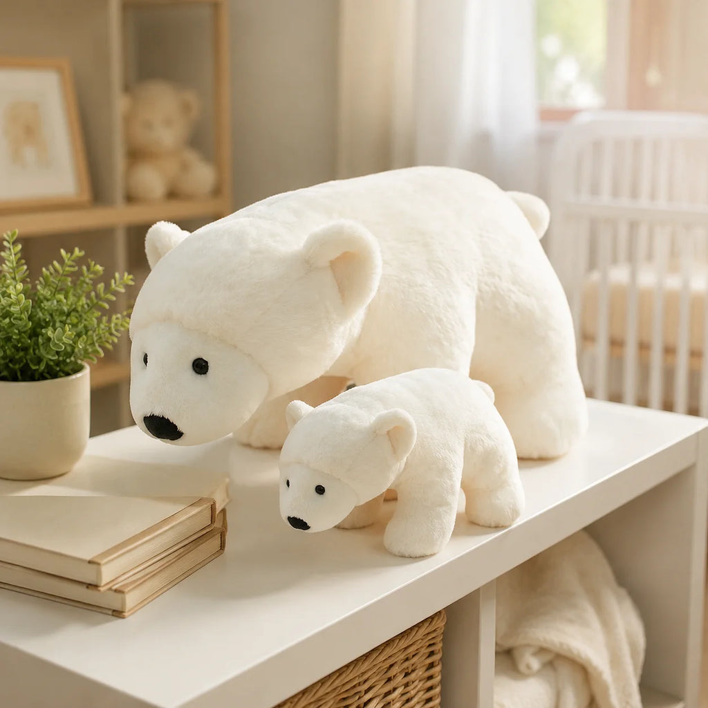 Polar Bear Plush Toy 2 Sizes - 26cm Small & 50cm Large, White Arctic Bear Stuffed Animal, Polyester Fiber Fill, Cuddly for Kids