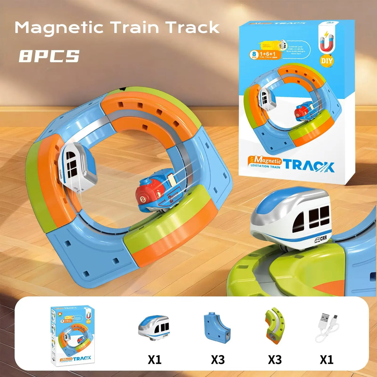 Electric Magnetic Track Set with Anti-Gravity Vehicles 100+ Piece STEM Building Toy Creative DIY Railway Model Gift For Kids