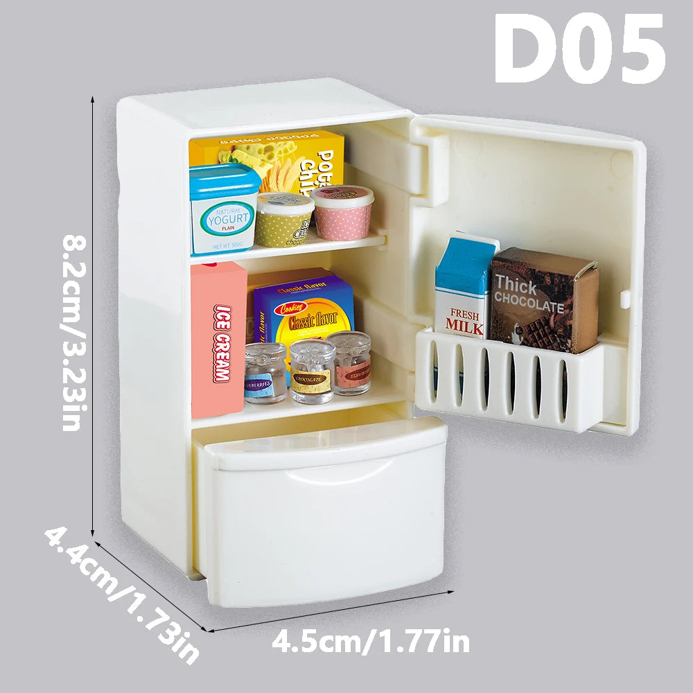 Doll House 1:12 Miniature Furniture Kitchen Toy Dining Table Dollhouse Accessories Montessori Bedroom Bathroom For Girl Gift