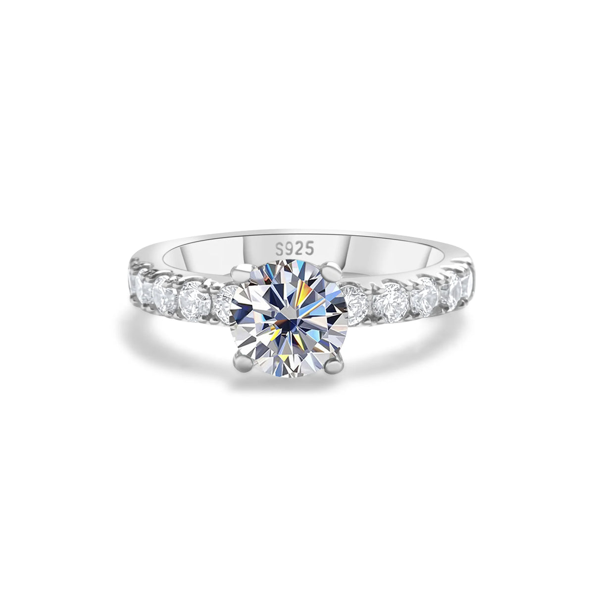 1.0 Carat Simple Design Moissanite Ring with 4 Claw S925 Sterling Silver Women's Engagement Band Fashion Fine Jewelry Gift