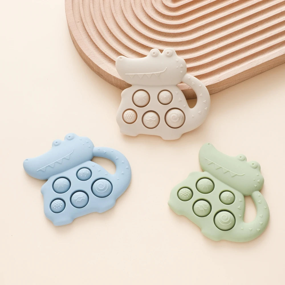 1pc Silicone Baby Toys 0-12 Baby Teether Toys Baby Fidget Toys Teething Sensory Toys Silicone Hand Bell Silicone Soothing Toys