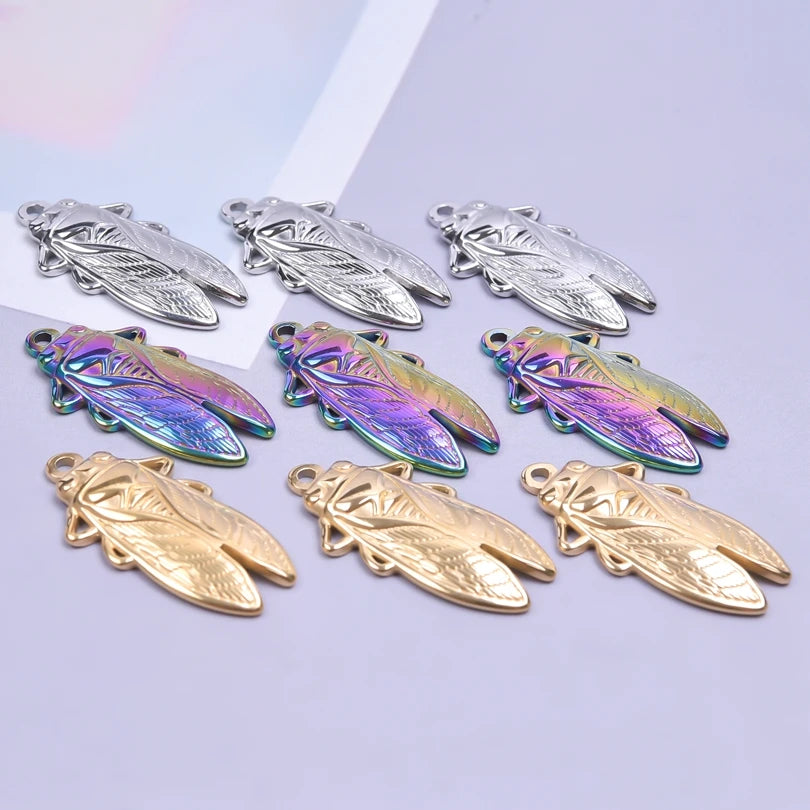 10PCS Ancient Egyptian Scarab Beetle Pendants Charms Stainless Steel Dragonfly Butterfly Pendant for Jewelry Making DIY Necklace