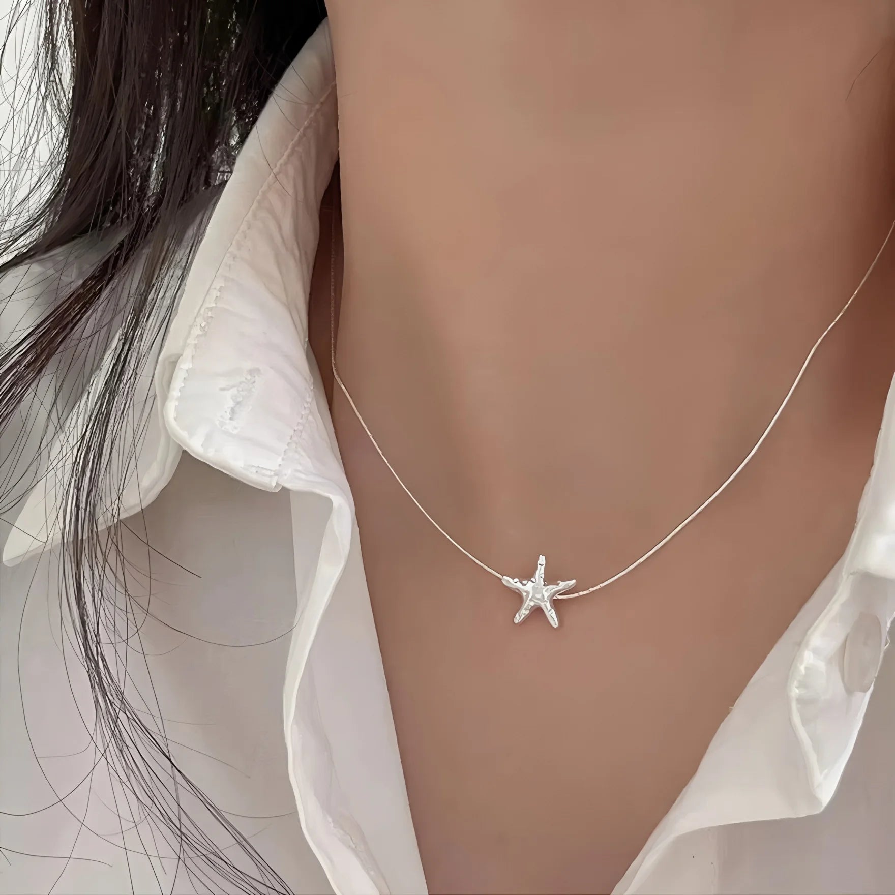 PANJBJ 925 Sterling Silver Onyx Necklace for Women Girl Concise Individuality Fashion Jewelry Birthday Gift Dropshipping