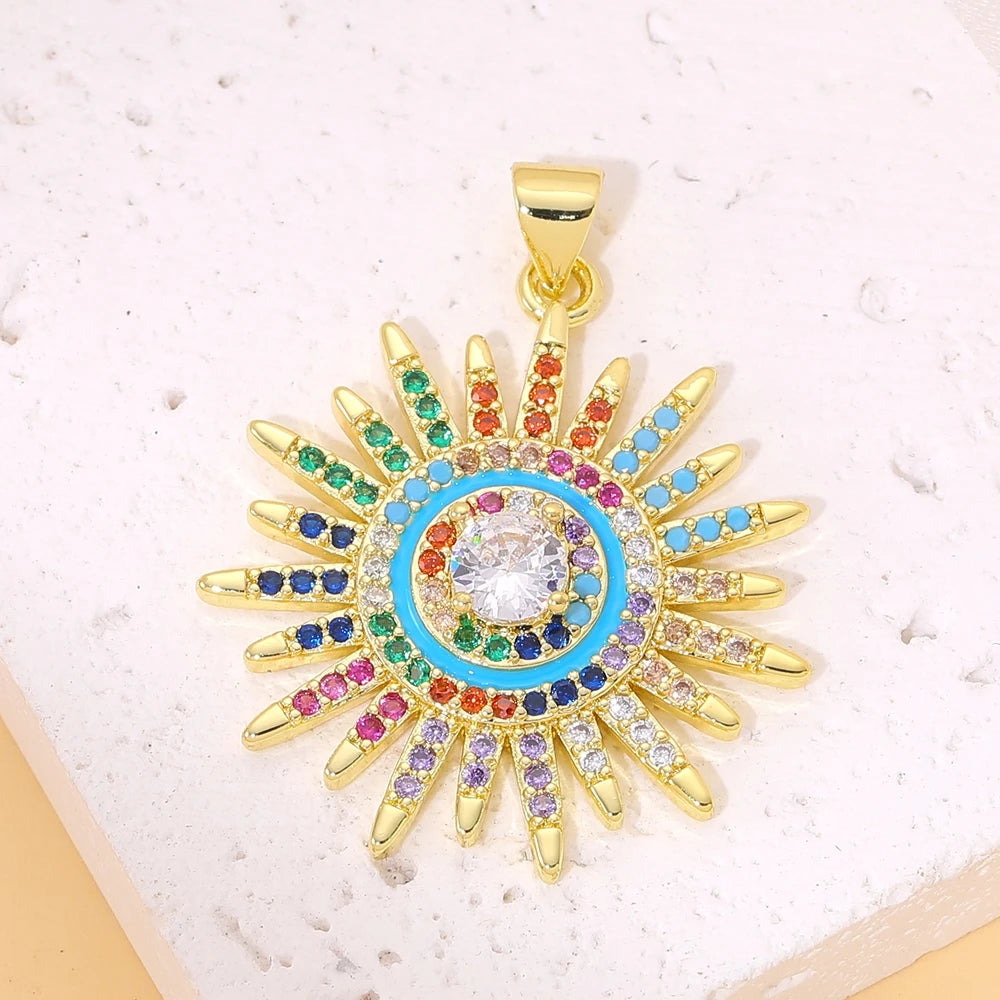 Juya Handmade 18K Real Gold Plated Opal Shell Round Turkish Greek Evil Eye Charms For DIY Luxury Talisman Pendant Jewelry Making