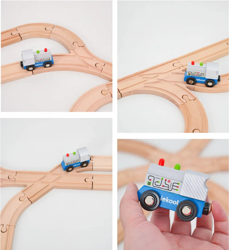 New Wooden Railway Track All Kinds Fork Rail Bifurcation Beech Wood Track Accessories Fit for Thomos Wooden Train Tracks Toy