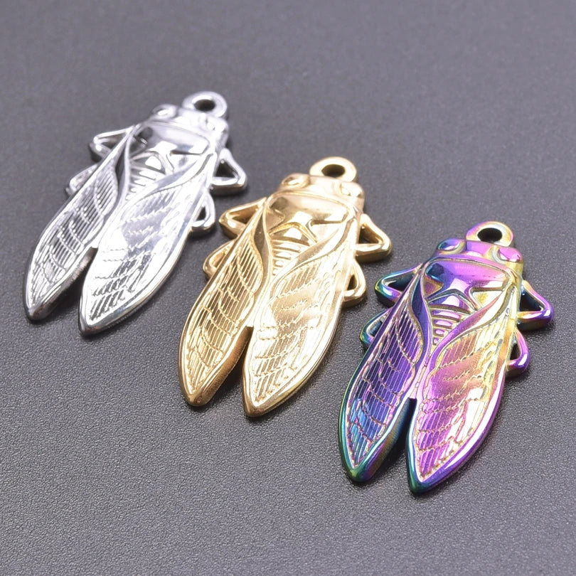 10PCS Ancient Egyptian Scarab Beetle Pendants Charms Stainless Steel Dragonfly Butterfly Pendant for Jewelry Making DIY Necklace