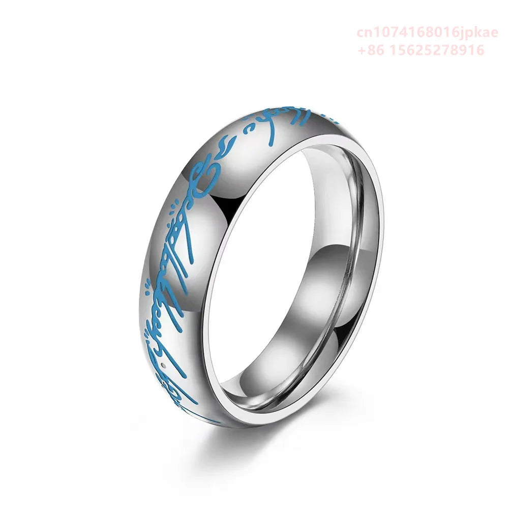 Lord of the one Rings thick chain advanced pearl chain movie with the same necklace ring hip-hop 3D carving inside and outside.
