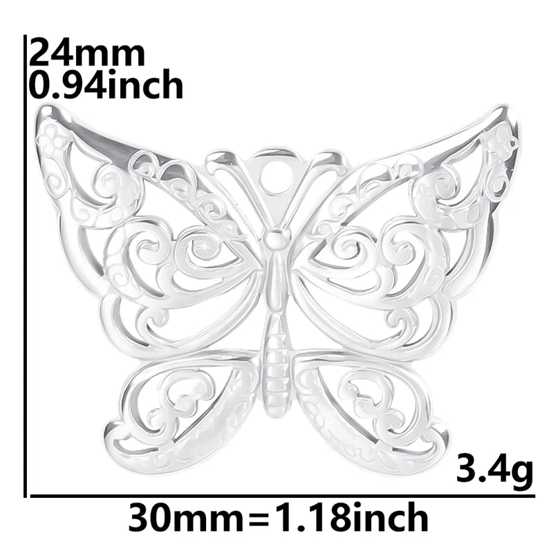 10PCS Ancient Egyptian Scarab Beetle Pendants Charms Stainless Steel Dragonfly Butterfly Pendant for Jewelry Making DIY Necklace