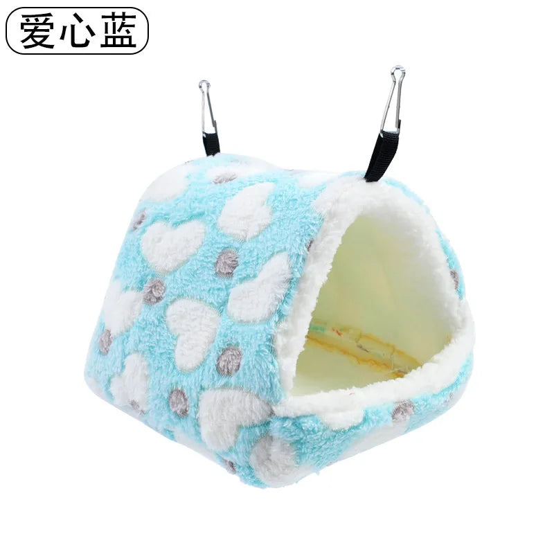 Hamster Warm Fleece Bed Thickened Coral Fleece Hanging Hammock Winter Sleeping Nest for Squirrel Parrot Sugar Glider