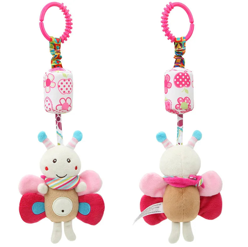 Baby Sensory Hanging Rattles Soft Learning Toy Plush Animals Stroller Infant Car Bed Crib with Teether for Babies Toddlers
